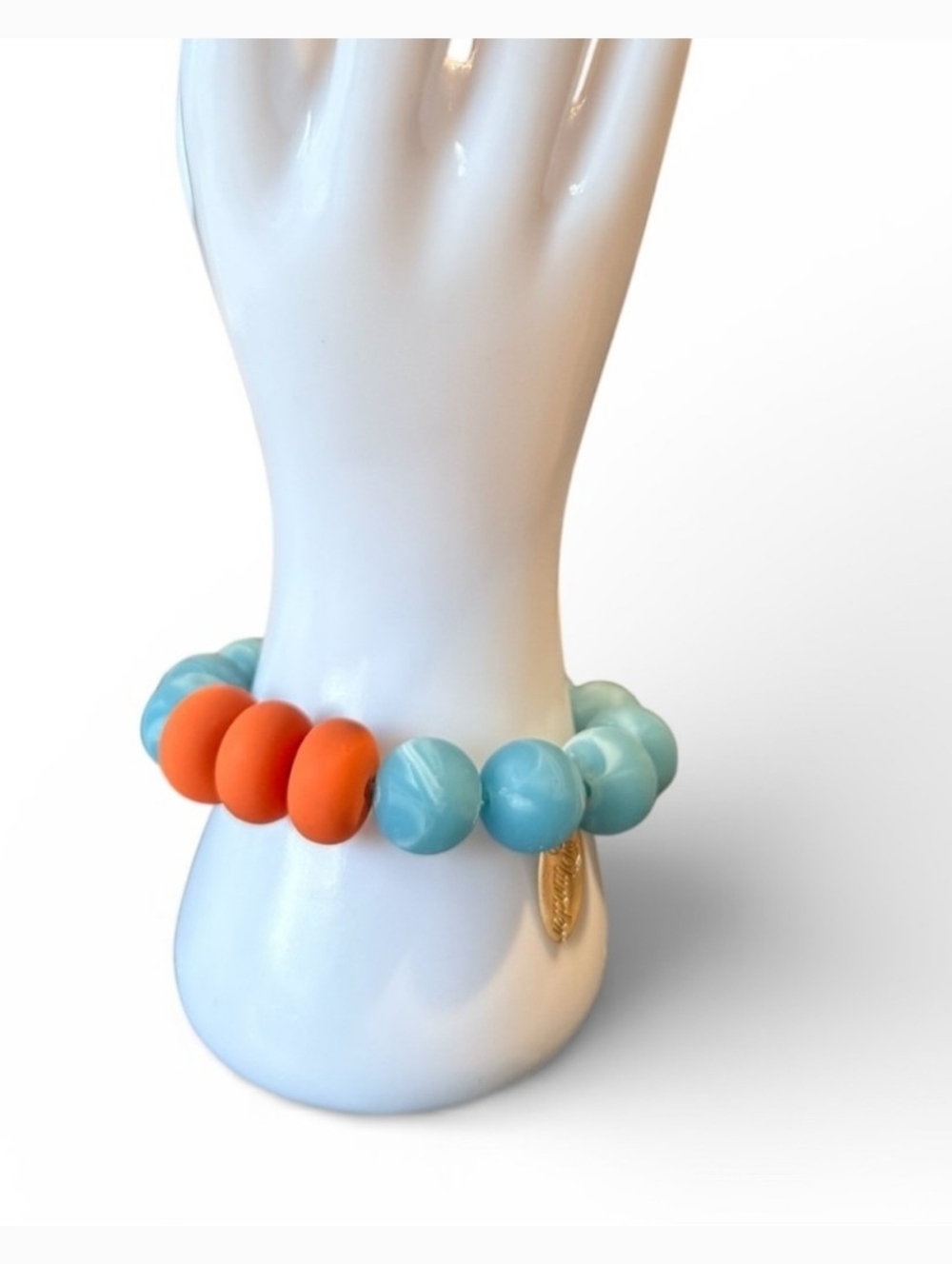 Plunder Design Turquoise & Coral Beaded Stretch Bracelet